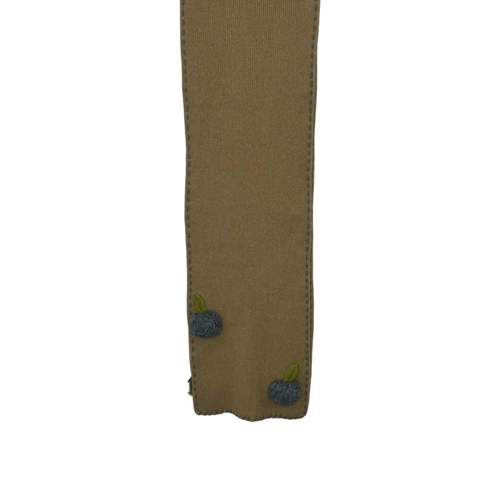 Portolano‎ lambswool tan scarf with flowers